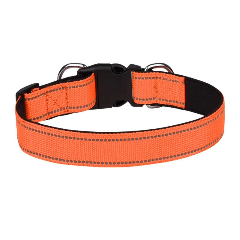 Reflective Dog Collar, Soft Neoprene Padded Adjustable Breathable Nylon Pet Collar for Medium and Large Dogs, 25–60cm