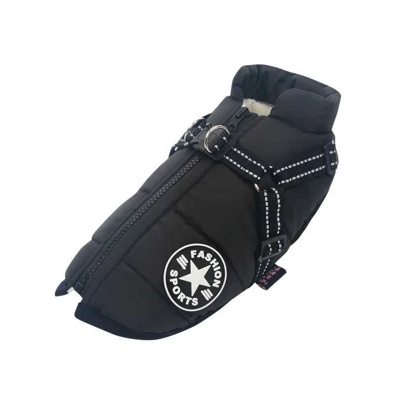 Large Dog Jacket with Harness – Waterproof Winter Coat for Labrador, Chihuahua, French Bulldog