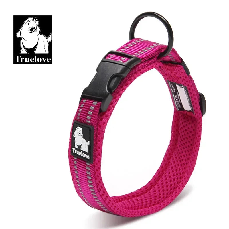 Adjustable Mesh Padded Dog Collar, 3M Reflective Nylon Heavy-Duty Collar for All Breeds, All-Weather Durable Pet Collar, 8 Sizes
