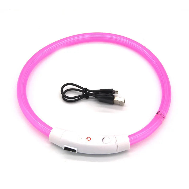 LED Luminous Pet Collar, USB Rechargeable Anti-Lost Collar for Dogs and Cats, Night Safety Pet Accessory