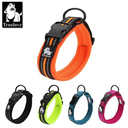 Adjustable Mesh Padded Dog Collar, 3M Reflective Nylon Heavy-Duty Collar for All Breeds, All-Weather Durable Pet Collar, 8 Sizes