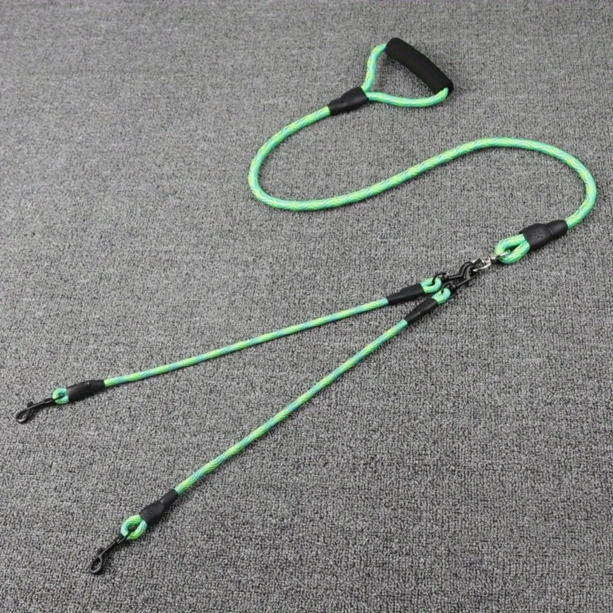 Dual Head Dog Walking Leash with Wavy Pattern, One-Drag-Two Detachable Anti-Tangle Traction Rope for Walking Two Dogs