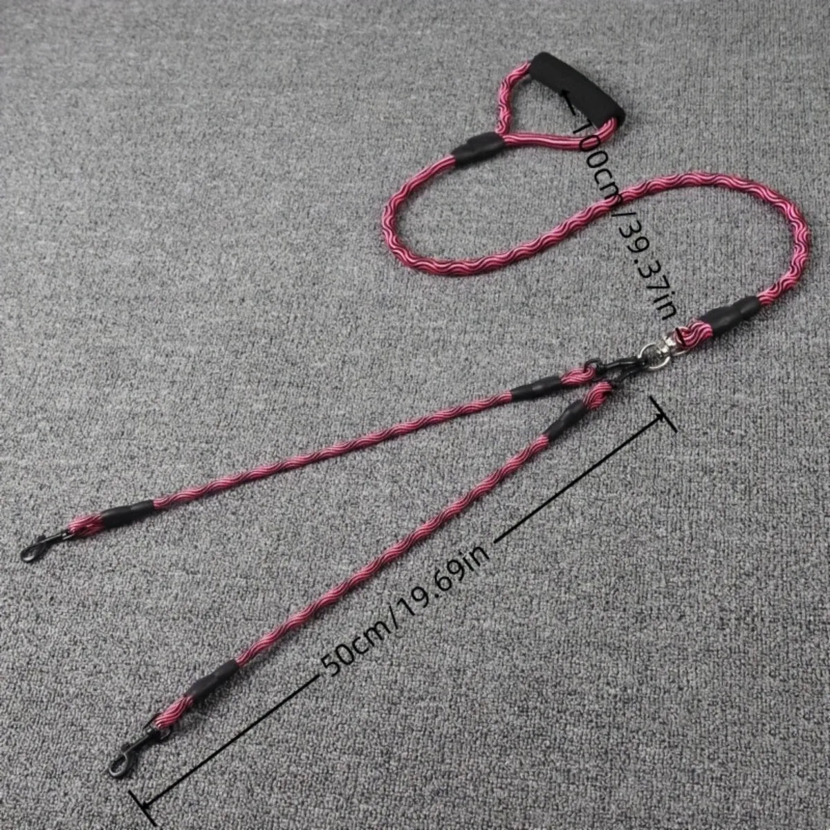 Dual Head Dog Walking Leash with Wavy Pattern, One-Drag-Two Detachable Anti-Tangle Traction Rope for Walking Two Dogs