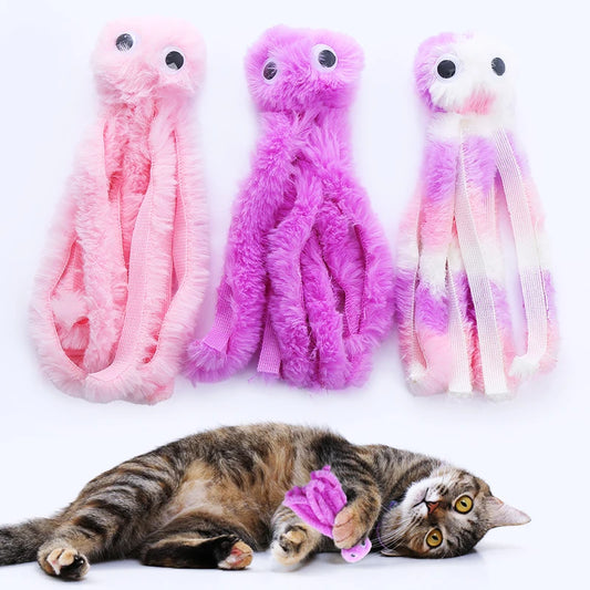 Cute Octopus Plush Cat Toy, Bite Resistant Interactive Pet Toy for Teeth Cleaning and Daily Play, Soft Chew Toy for Cats and Kittens