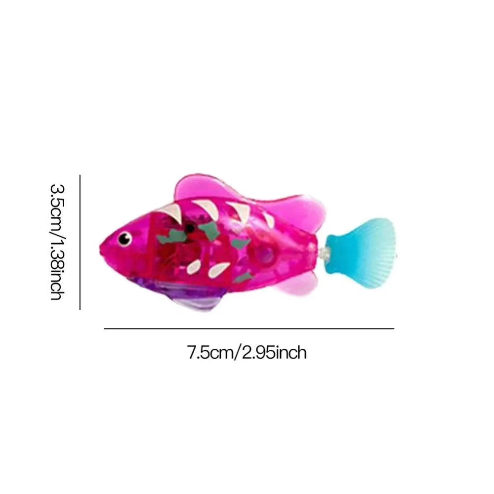 LED Interactive Swimming Robot Fish Cat Toy, Automatic Inductive Glowing Electric Fish for Kitten Play and Hunting Stimulation