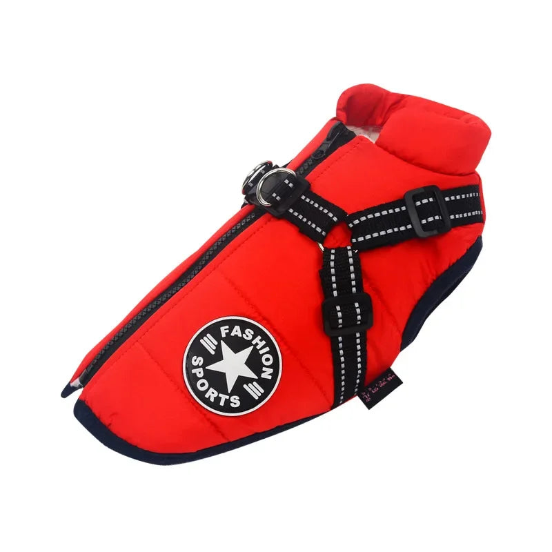 Large Dog Jacket with Harness – Waterproof Winter Coat for Labrador, Chihuahua, French Bulldog