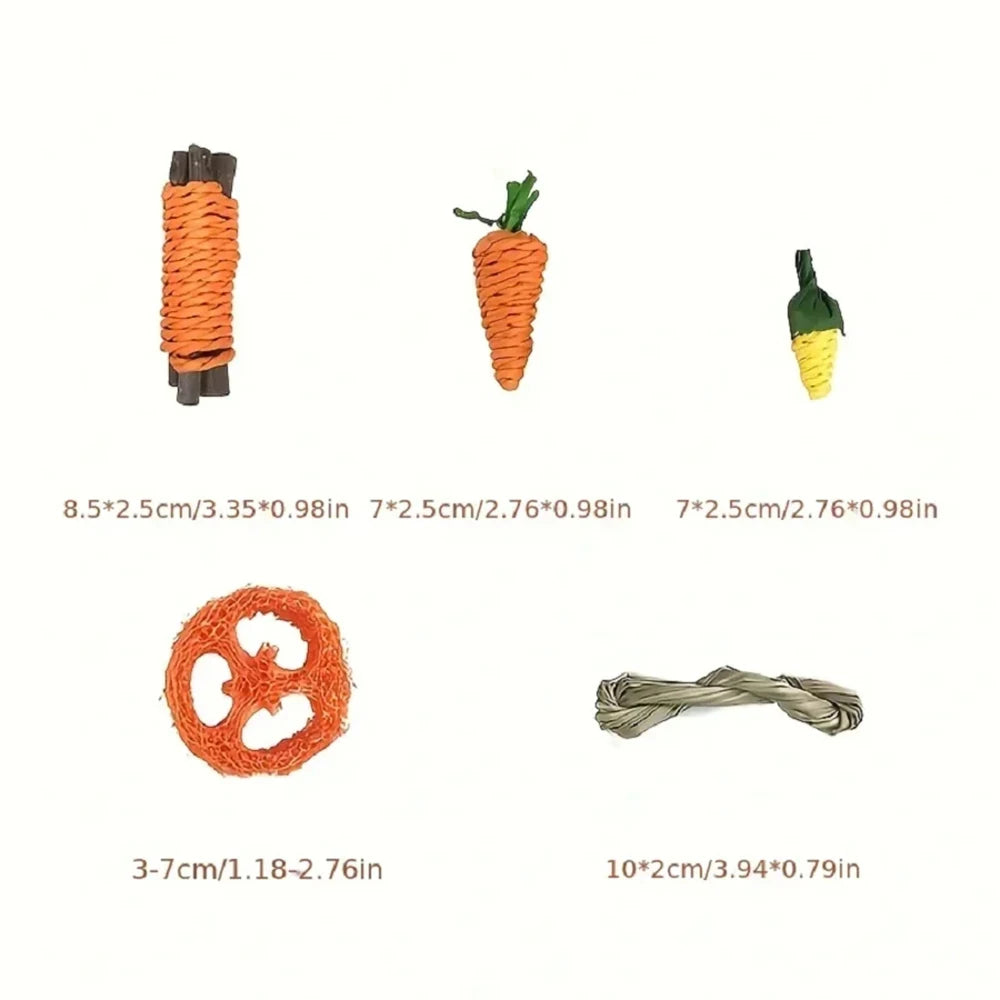 Small Pet Toy Set 9PCS, Rabbit and Hamster Chew Toys, Grinding Teeth Wooden Toys for Small Pets, Interactive Fun Accessories