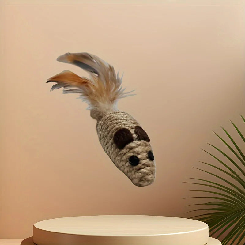Sisal Mouse Cat Toy, Bite-Resistant Simulation Plush Mice for Kittens and Cats, Interactive Self-Playing Toy (1/4pcs)