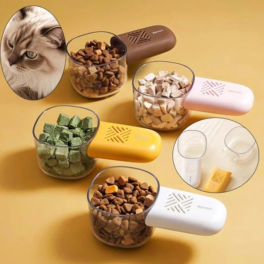 Multifunctional Pet Food Shovel Spoon, Removable Dog Cat Feeding Tool with Clip Dryer Design, Pet Feeding Accessories