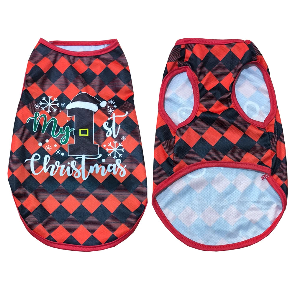 Christmas Pet Dog Costume, Santa Claus Holiday Outfit for Small & Medium Dogs and Cats, Festive Puppy Vest Coat