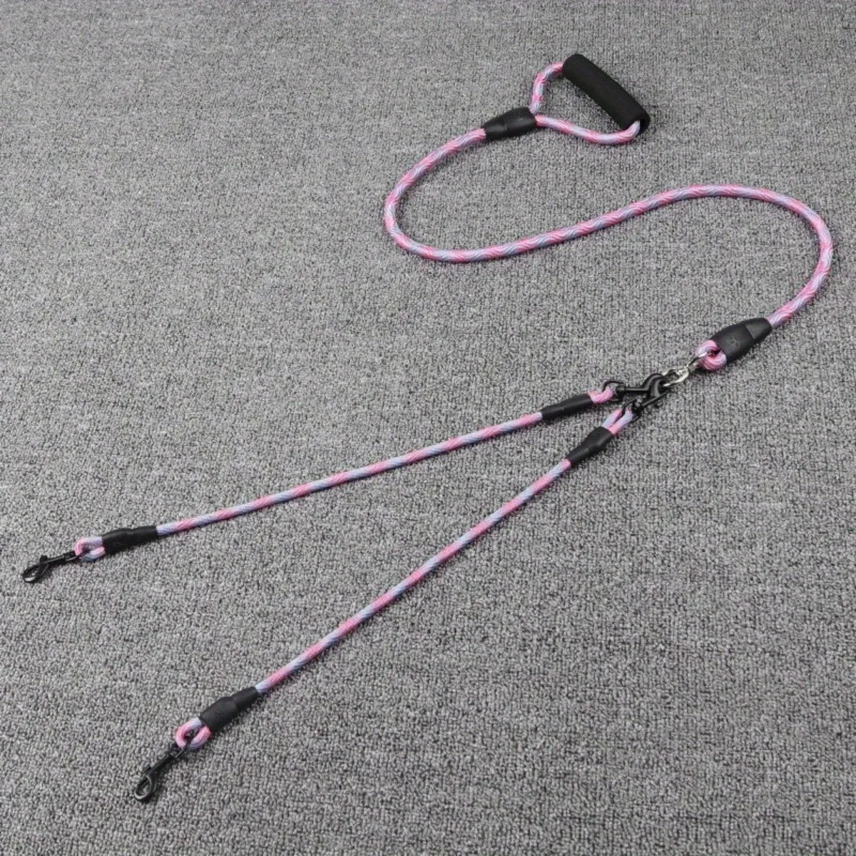 Dual Head Dog Walking Leash with Wavy Pattern, One-Drag-Two Detachable Anti-Tangle Traction Rope for Walking Two Dogs