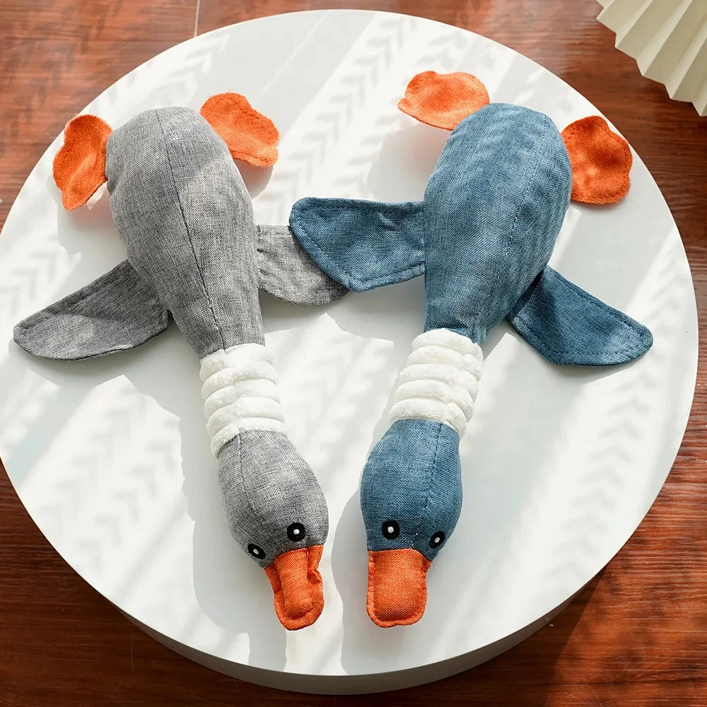 Pet Goose Squeaky Toy, Bite-Resistant Teeth Grinding and Cleaning Toy for Dogs and Cats, Interactive Plush Pet Toy