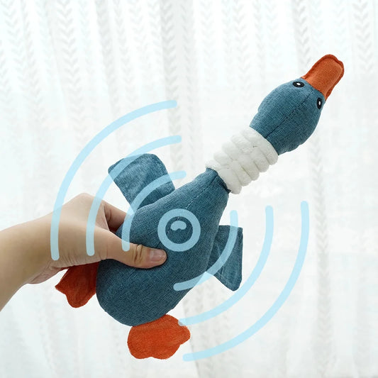 Pet Goose Squeaky Toy, Bite-Resistant Teeth Grinding and Cleaning Toy for Dogs and Cats, Interactive Plush Pet Toy
