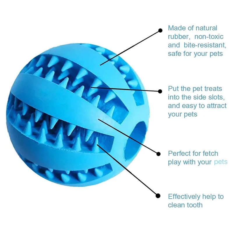 Interactive Dog Chew Ball, Rubber Treat Dispensing Toy for Dogs and Cats, Silicone Teeth Cleaning Puppy Toy