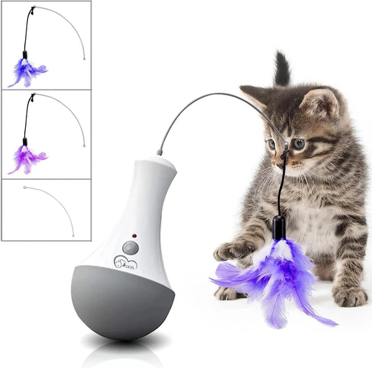 Interactive Cat Feather Toy, Automatic Indoor Kitten Teaser for Play and Exercise, Fun Interactive Cat Toys for Boredom Relief