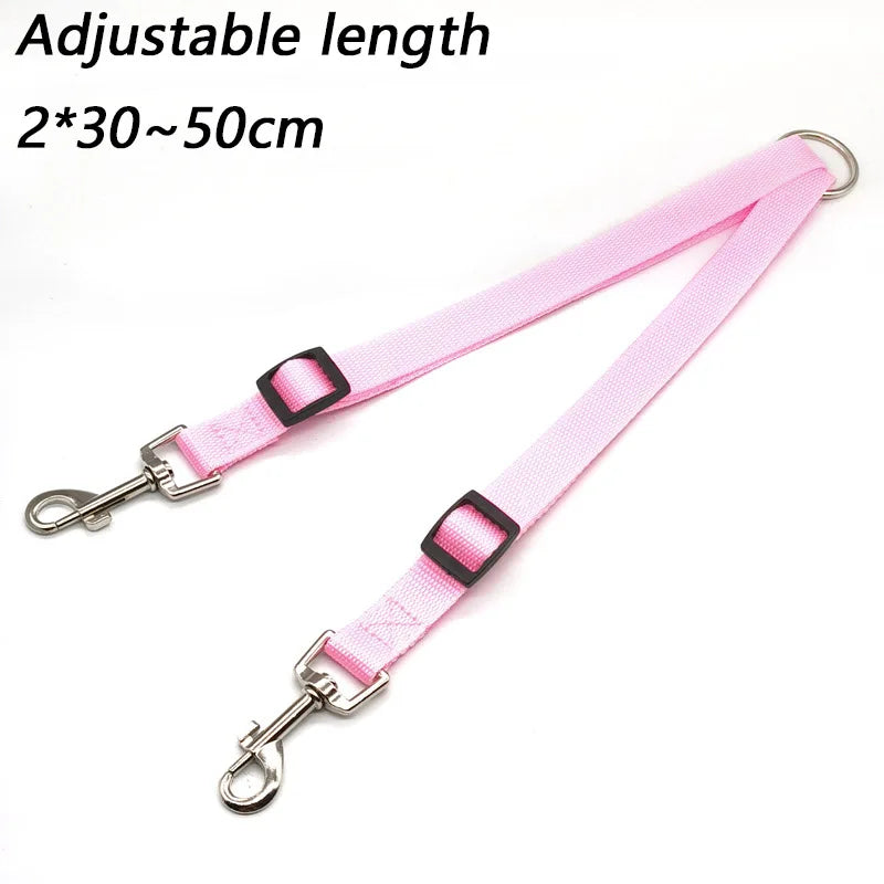 Double Dog Leash Dual Coupler, Adjustable V-Shaped Nylon Lead for Walking Two Dogs, Colorful Two-Way Pet Leash