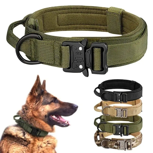 Tactical Dog Collar with Metal Buckle, Breathable Nylon Training Neck Collar for Medium and Large Dogs, Durable Outdoor Pet Collar