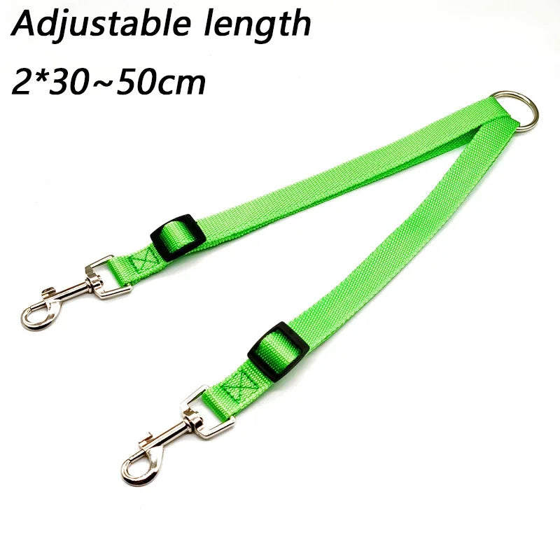 Double Dog Leash Dual Coupler, Adjustable V-Shaped Nylon Lead for Walking Two Dogs, Colorful Two-Way Pet Leash