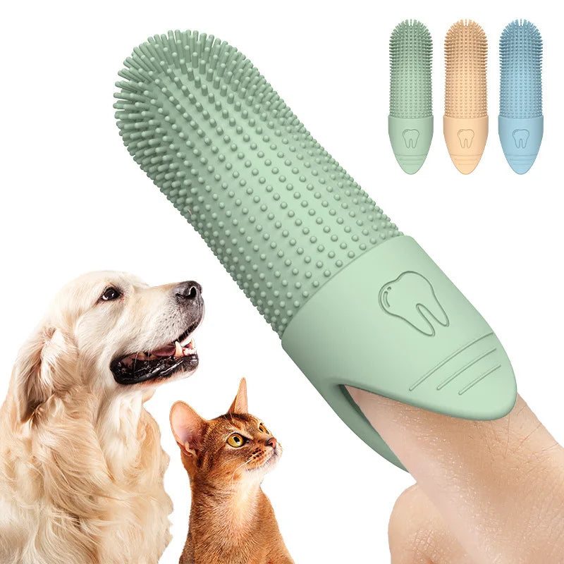 Dog Finger Toothbrush 360° Silicone Dental Cleaning Brush for Dogs and Cats, Food-Grade Pet Teeth Care Finger Brush