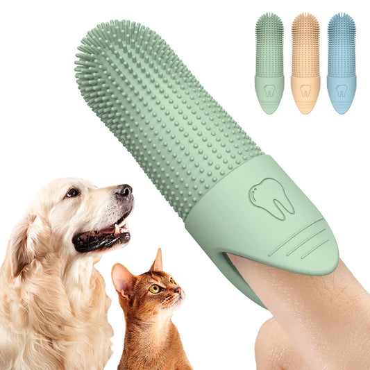 Dog Finger Toothbrush 360° Silicone Dental Cleaning Brush for Dogs and Cats, Food-Grade Pet Teeth Care Finger Brush