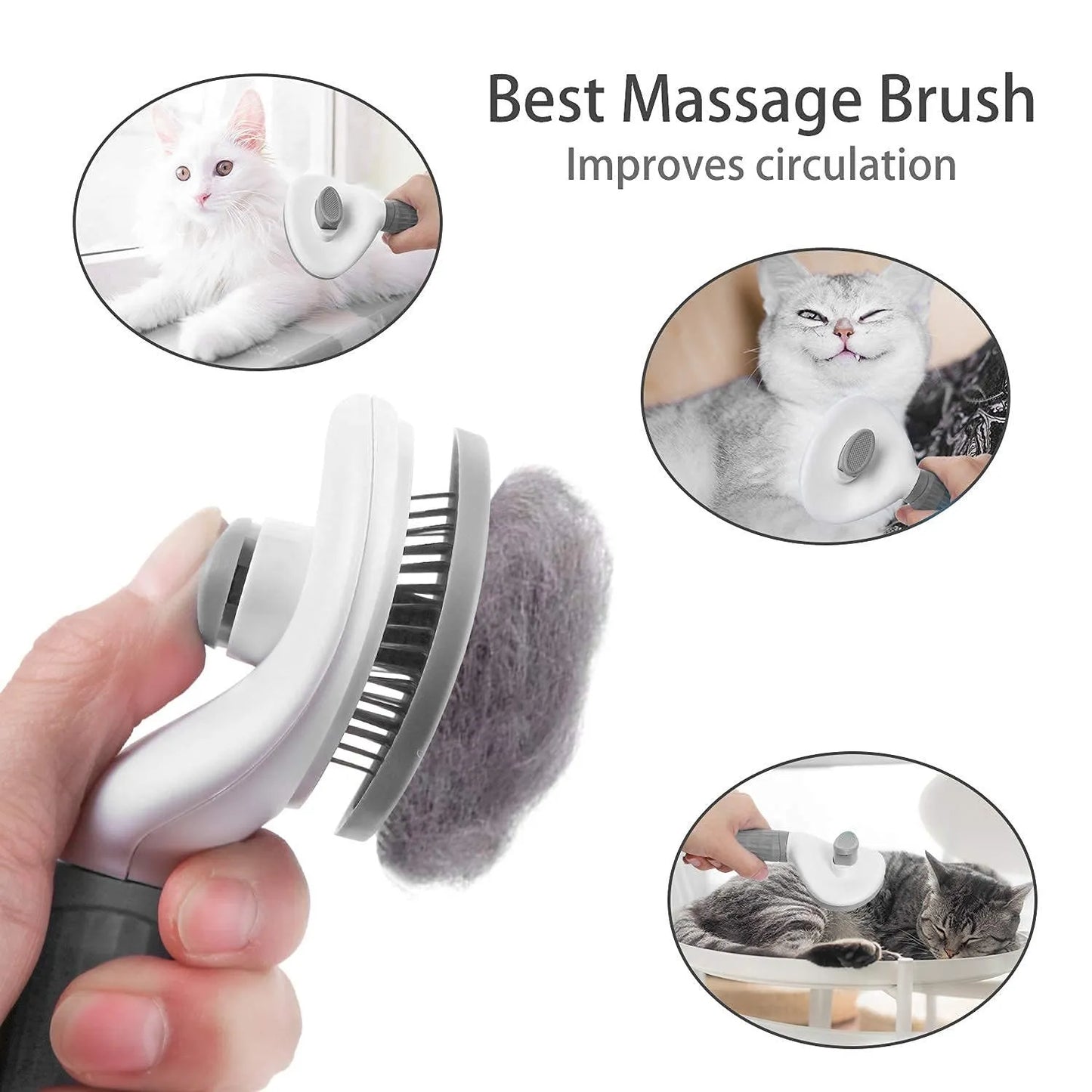 Self-Cleaning Pet Grooming Brush for Dogs & Cats, Hair Remover Comb for Shedding & Dematting