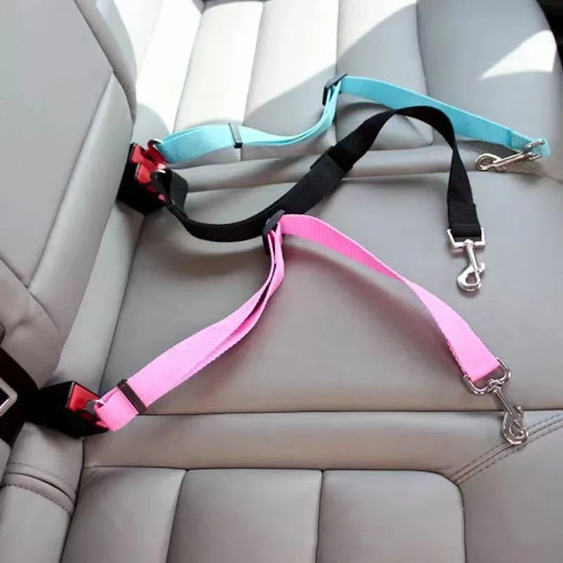 Pet Car Seat Belt Adjustable Vehicle Safety Harness Lead Clip for Dogs and Cats, Car Seat Restraint Traction Leash