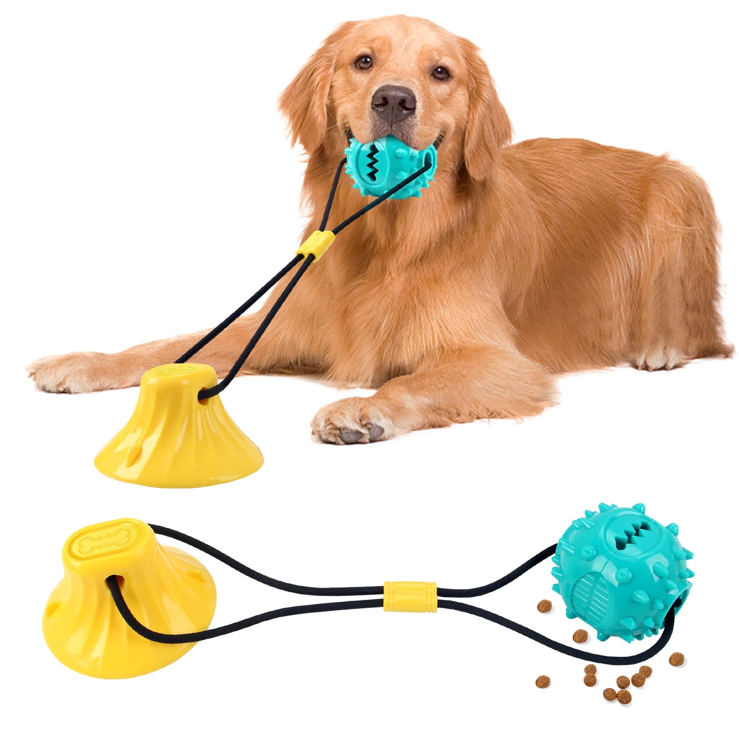 Dog Chew Treat Ball, Food Dispensing Pet Toy for Teeth Cleaning and Grinding, Rubber Treat Feeder for Dogs and Cats