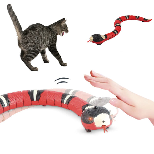 Smart Sensing Interactive Snake Cat Toy, Automatic Electronic Moving Pet Toy, USB Rechargeable Kitten Teaser for Cats and Small Dogs
