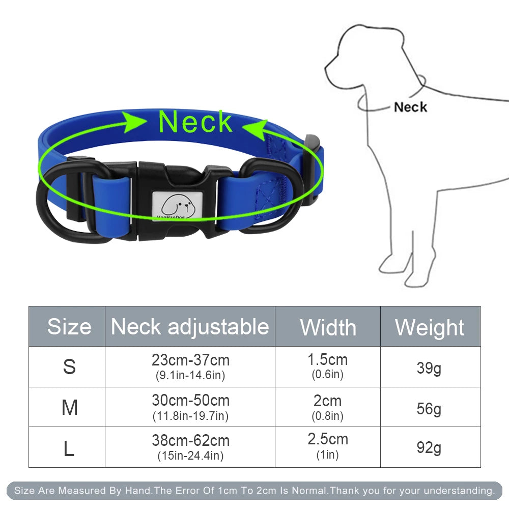 PVC Waterproof Dog Collar, Soft Adjustable Pet Collar for Small Medium and Large Dogs and Big Cats