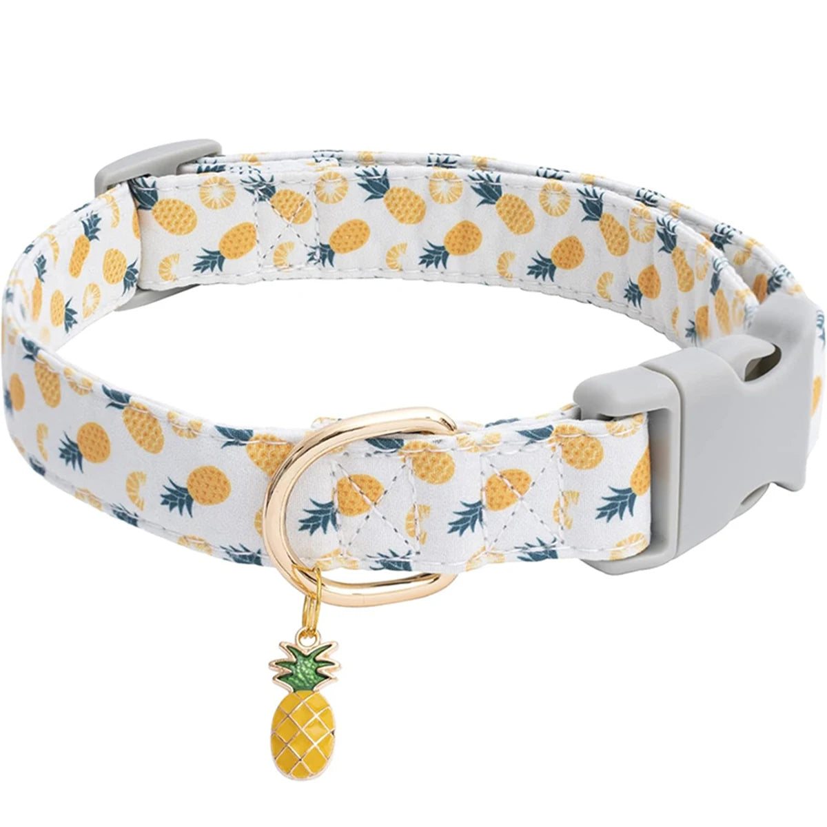 Fruit Pattern Pet Dog Collar with Metal Fruit Pendant, Adjustable Nylon Collar for Small Dogs, Puppies and Cats