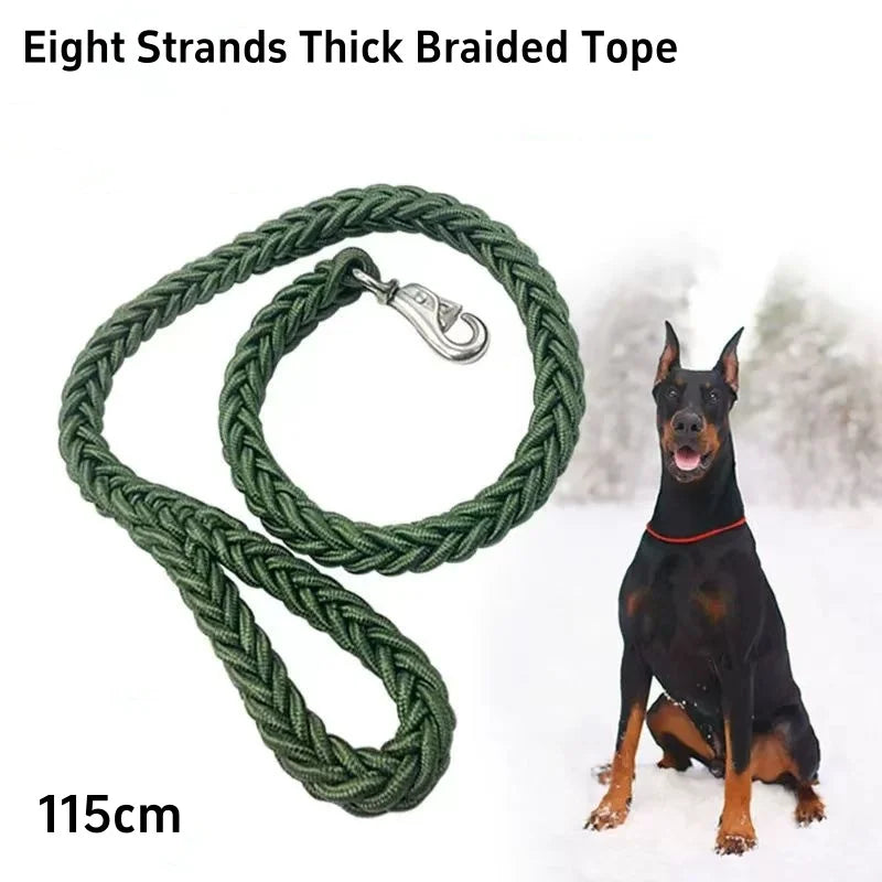 Large Dog Leash, Heavy-Duty Nylon Braided Traction Rope for Bulldog, Rottweiler, and Hound Dogs, Thick Pet Walking Rope with Comfortable Handle