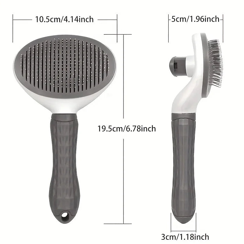 One-Click Pet Hair Removal Comb for Dogs and Cats, Self-Cleaning Slicker Brush, Detangling Pet Grooming Tool