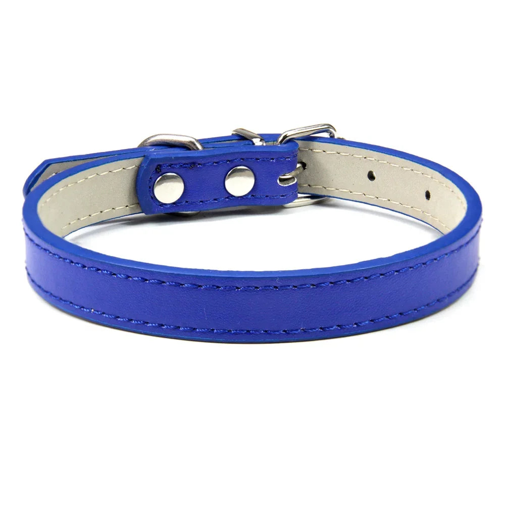 Soft Leather Dog Collar, Adjustable Pet Neck Strap for Small Medium and Large Dogs and Cats