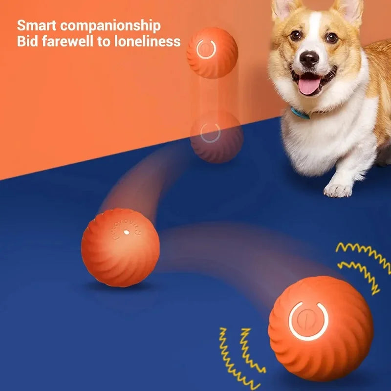 Automatic Moving Bouncing Dog Toy Ball, USB Rechargeable Smart Interactive Puppy Chew Ball for Indoor Play and Exercise
