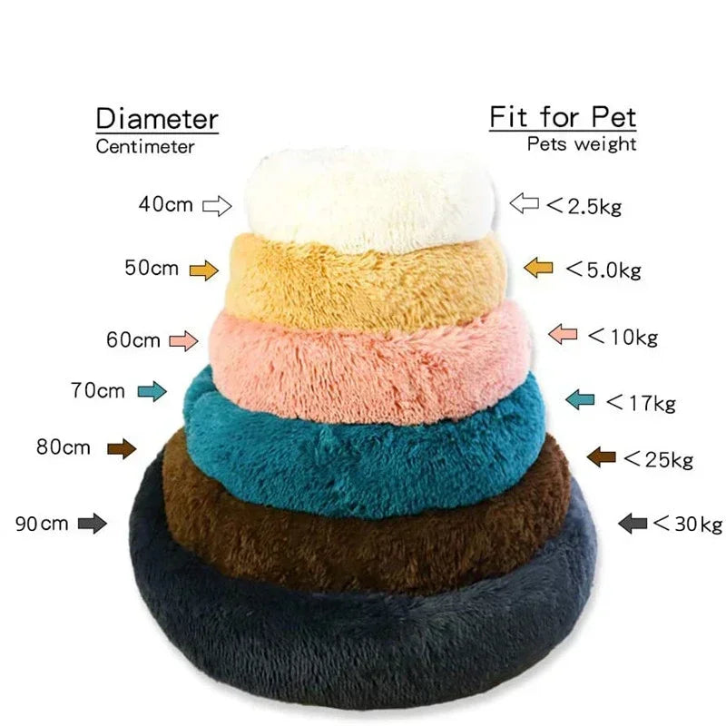 40-90cm Round Pet Bed – Super Soft Plush Dog & Cat House for Medium & Large Dogs, Winter Warm Sleeping Bed