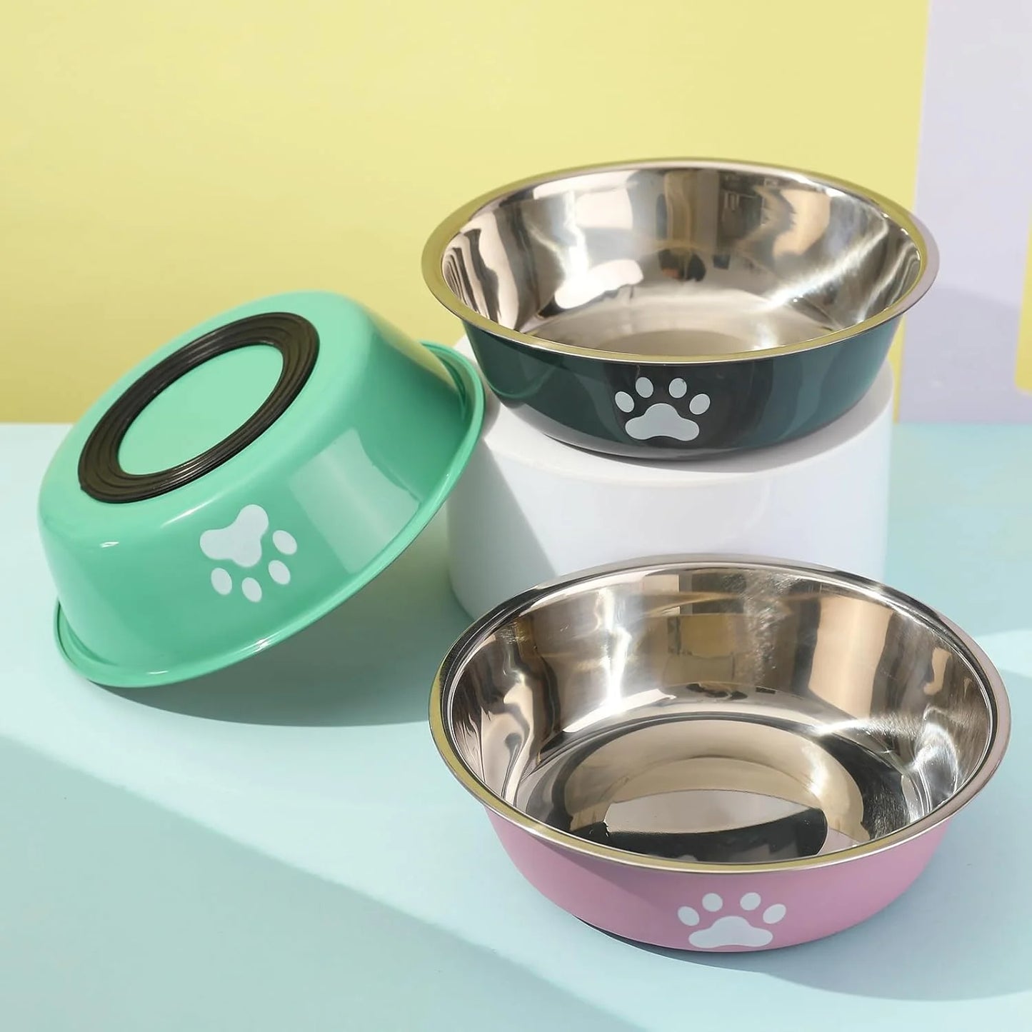 Stainless Steel Dog Bowl – Non-Slip Silicone Base, Pet Food & Water Dish for Dogs & Cats, Durable Feeding Bowl