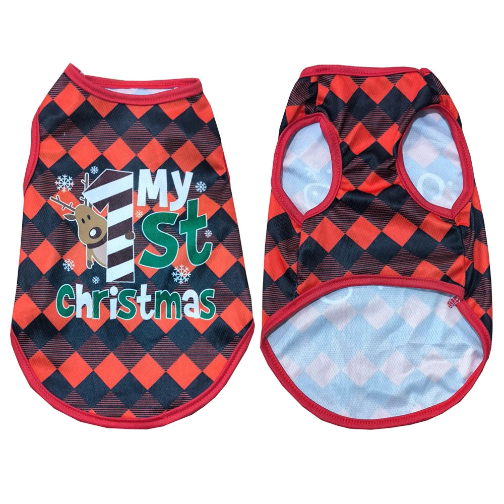Christmas Pet Dog Costume, Santa Claus Holiday Outfit for Small & Medium Dogs and Cats, Festive Puppy Vest Coat