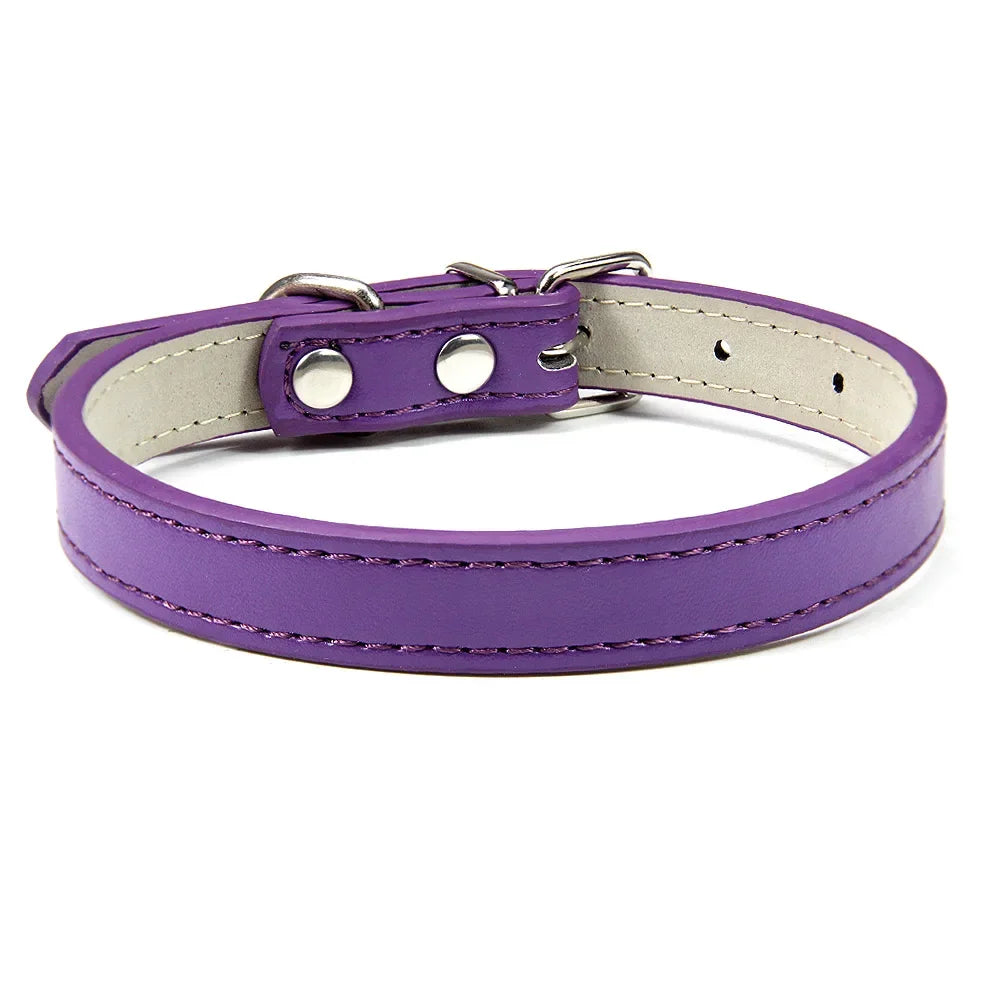 Soft Leather Dog Collar, Adjustable Pet Neck Strap for Small Medium and Large Dogs and Cats