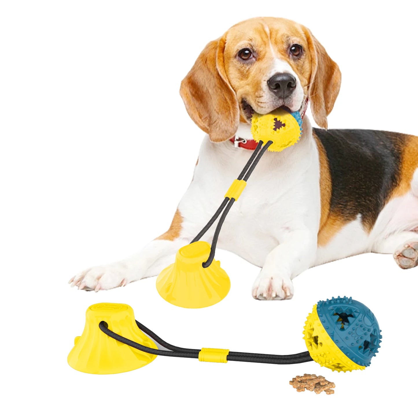 Dog Chew Treat Ball, Food Dispensing Pet Toy for Teeth Cleaning and Grinding, Rubber Treat Feeder for Dogs and Cats