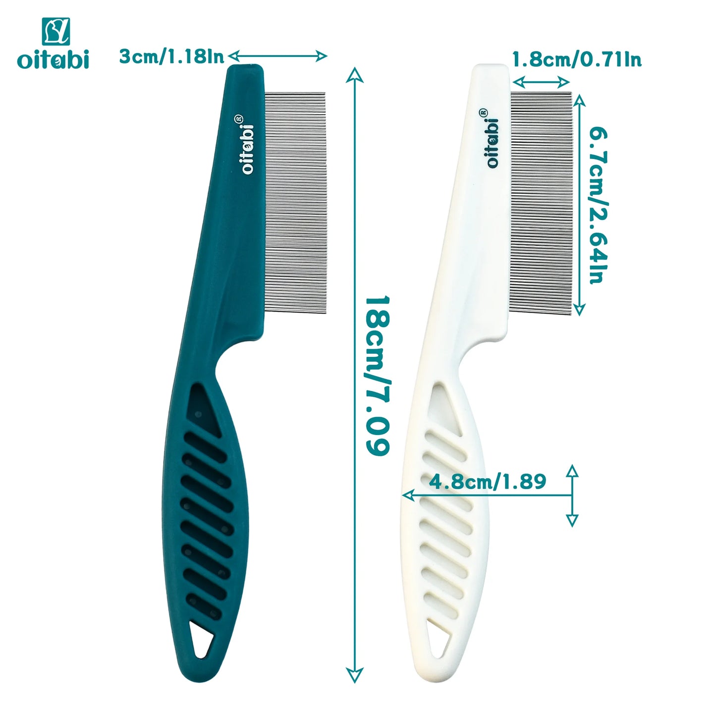 Flea and Lice Comb for Dogs and Cats, Professional Pet Grooming Comb with Rounded Teeth, Tear Stain Remover Brush and Dematting Tool