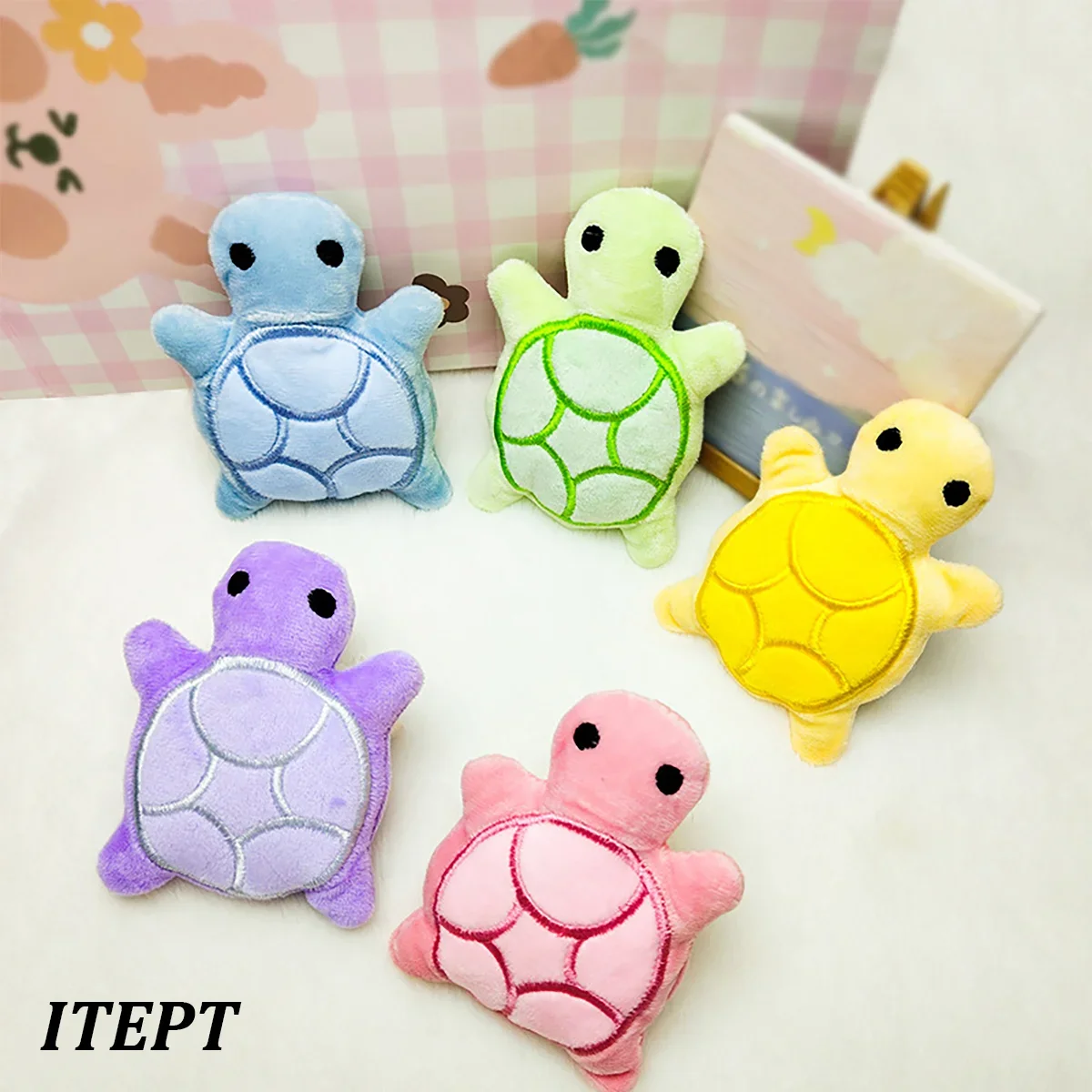 Mini Turtle Dog Toy Plush Chew Toy for Puppies, Teething Relief Bite-Resistant Interactive Dental Health Toy