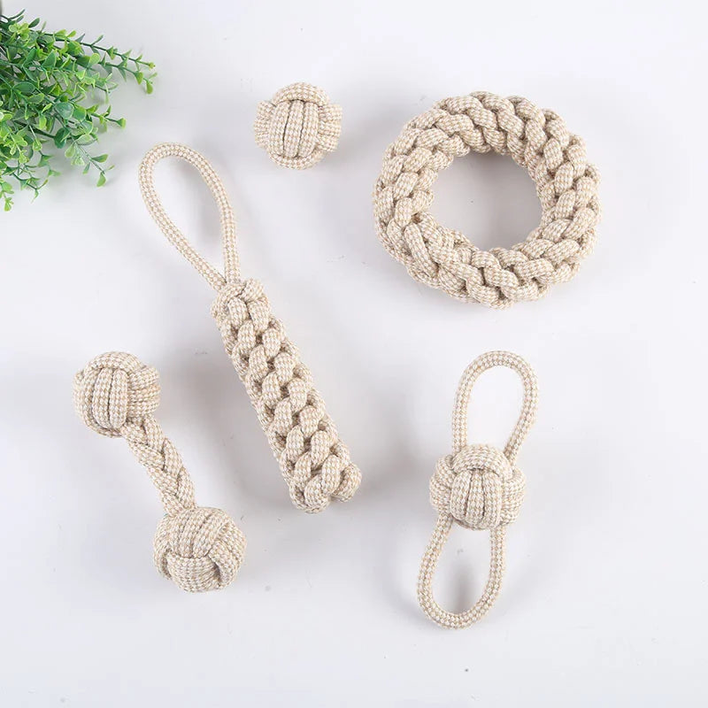 Cat Dog Knot Chew Toy, Interactive Teeth Cleaning and Grinding Rope Toy, Wear-Resistant Pet Chew Toy for Play, Training and Entertainment