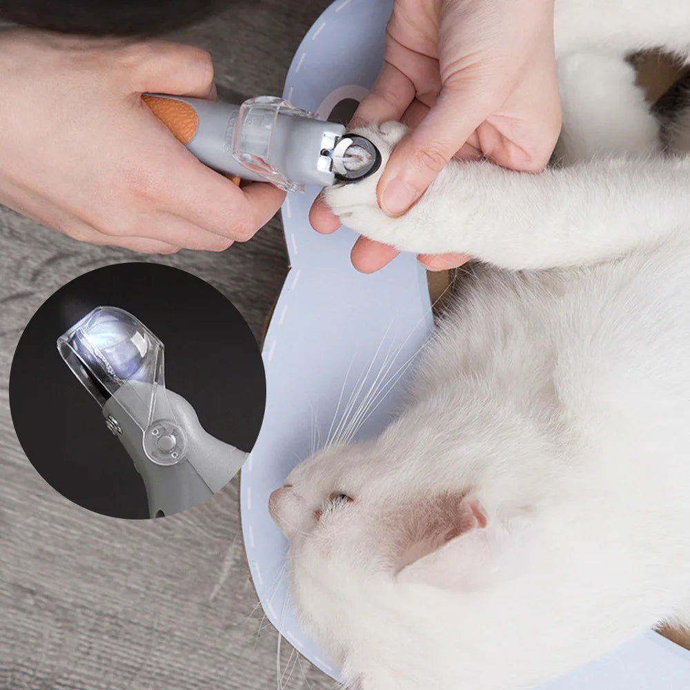 LED Light Pet Nail Clipper for Dogs & Cats, Precision Nail Trimmer with Magnification for Safe Home Grooming