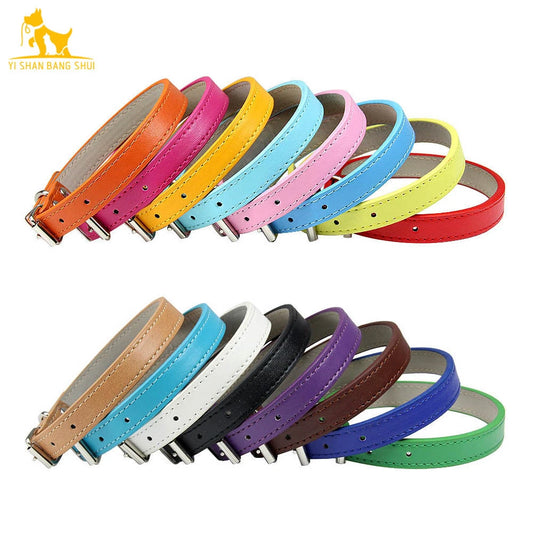 Soft Leather Dog Collar, Adjustable Pet Neck Strap for Small Medium and Large Dogs and Cats