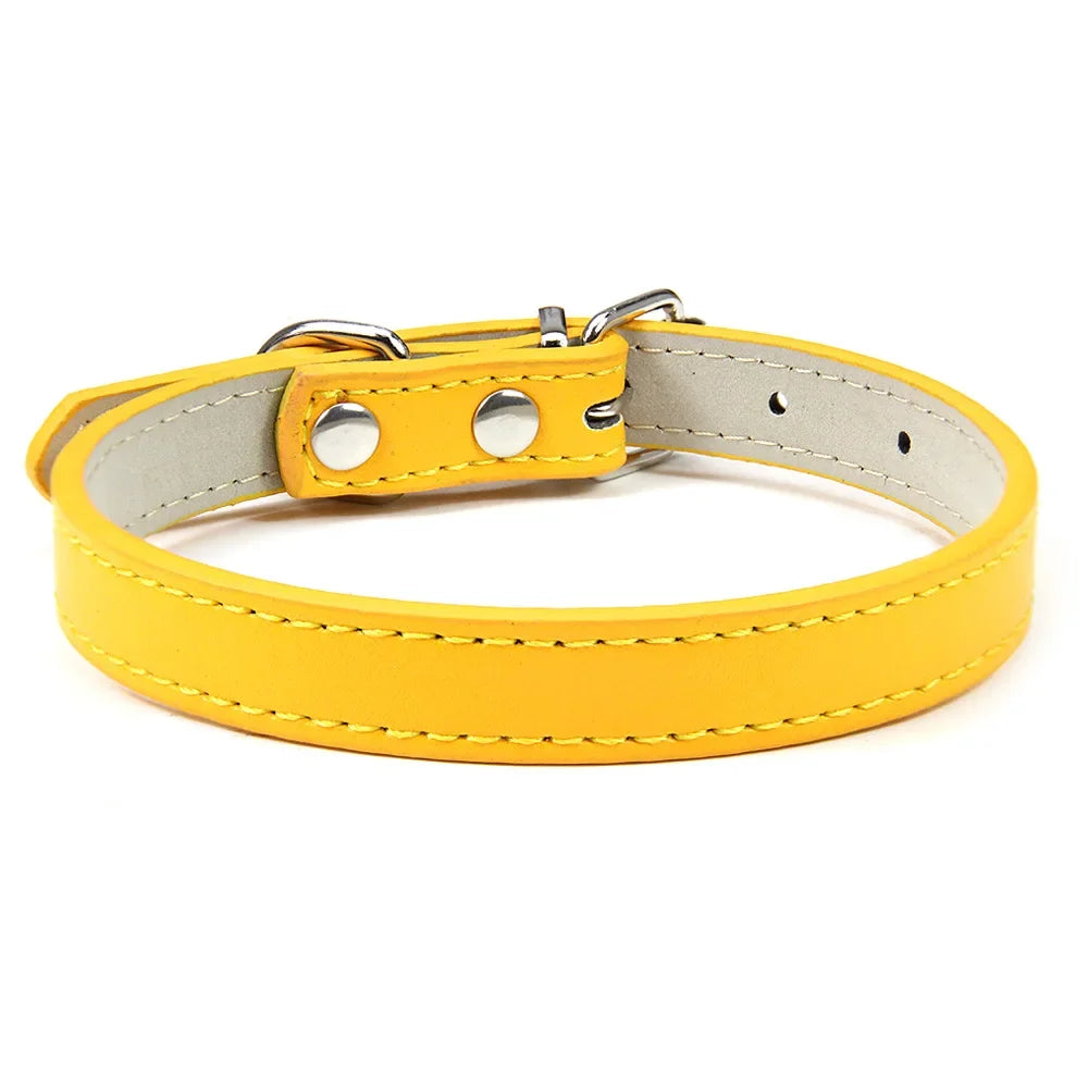 Soft Leather Dog Collar, Adjustable Pet Neck Strap for Small Medium and Large Dogs and Cats