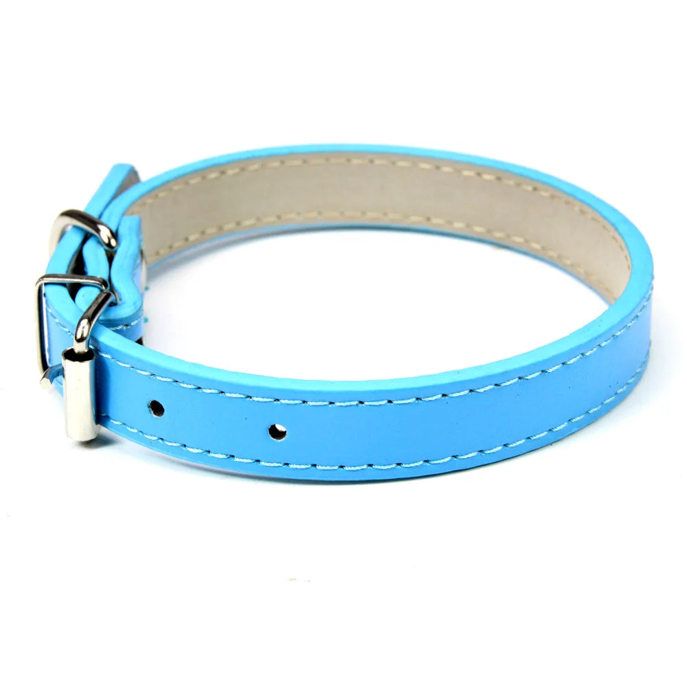 Soft Leather Dog Collar, Adjustable Pet Neck Strap for Small Medium and Large Dogs and Cats
