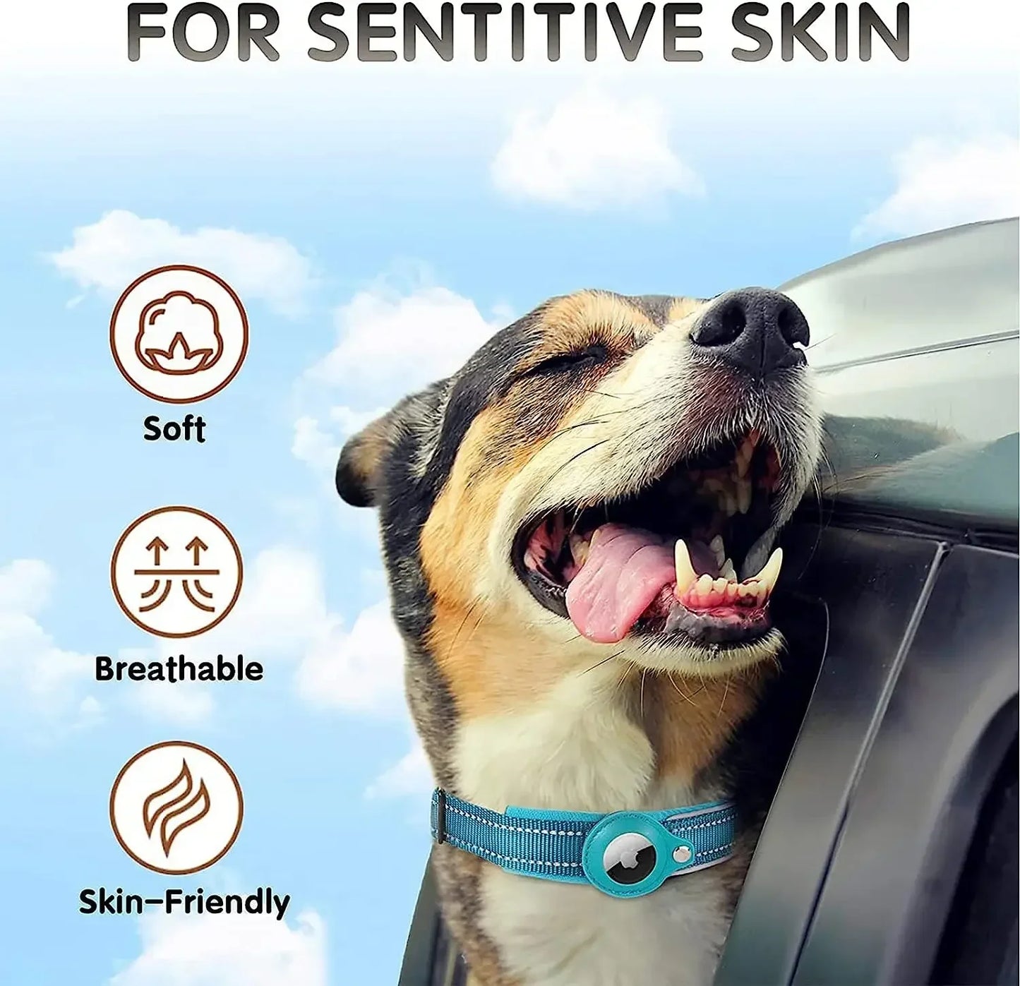 Apple Airtag Compatible Pet Collar, Anti-Lost Reflective Waterproof Tracker Collar for Dogs and Cats, GPS Positioning Pet Safety Collar