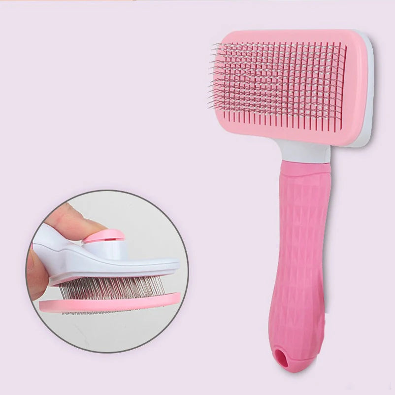 Dog and Cat Grooming Comb, Self-Cleaning Needle Hair Removal Brush, Pet Deshedding Massage Comb for Cats and Dogs, Grooming Beauty Tool