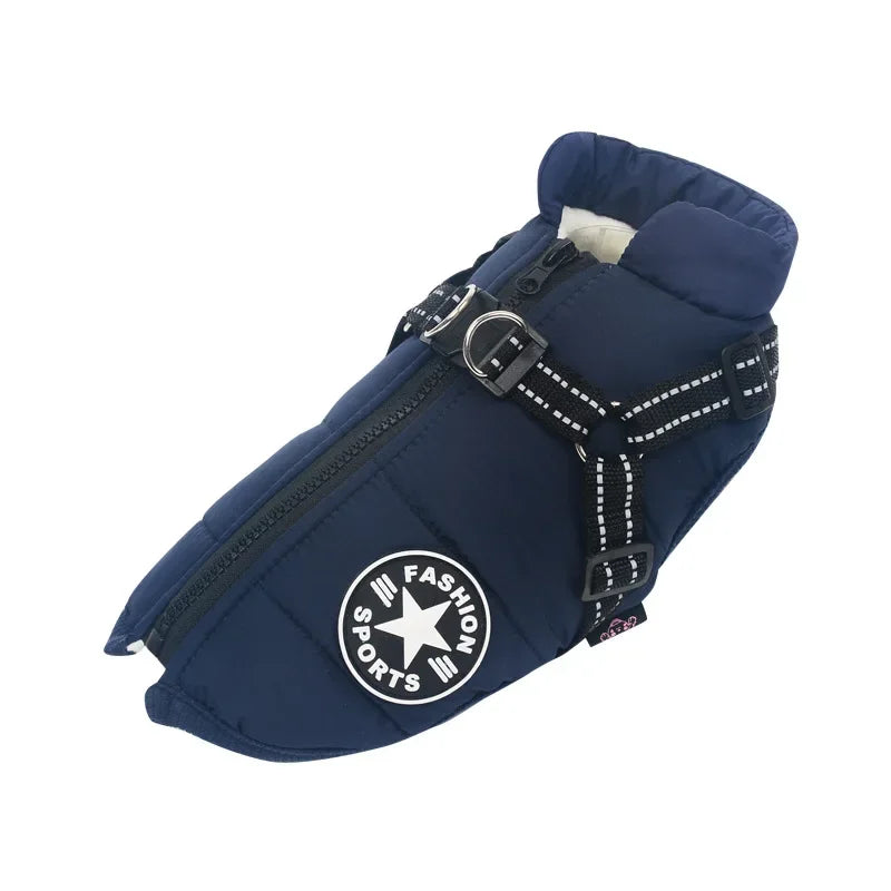 Large Dog Jacket with Harness – Waterproof Winter Coat for Labrador, Chihuahua, French Bulldog