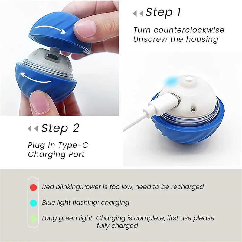 Smart Electronic Interactive Dog Toy Ball, USB Automatic Moving Bouncing Ball for Puppies and Cats, Pet Training and Exercise Toy